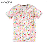 lab coat Medical Surgical Uniform Hospital Nurse Uniform V-Neck Print Beauty salon Dentist clinic pharmacy Pet veterinar Uniform