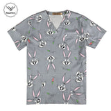 Cartoon Rabbit Print Surgical Medical Uniform Beauty Salon Hospital Nurse Uniform Dentist clinic pharmacy Pet veterinar lab coat