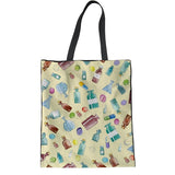 INSTANTARTS Woman Linen Shopping Tote Bags Cute Cartoon Nurse 3D Print Reusable Cloth Bags Casual Teen Girl Big Friendly Eco Bag