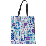 INSTANTARTS Woman Linen Shopping Tote Bags Cute Cartoon Nurse 3D Print Reusable Cloth Bags Casual Teen Girl Big Friendly Eco Bag