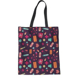 INSTANTARTS Woman Linen Shopping Tote Bags Cute Cartoon Nurse 3D Print Reusable Cloth Bags Casual Teen Girl Big Friendly Eco Bag