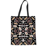 INSTANTARTS Woman Linen Shopping Tote Bags Cute Cartoon Nurse 3D Print Reusable Cloth Bags Casual Teen Girl Big Friendly Eco Bag