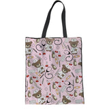 INSTANTARTS Woman Linen Shopping Tote Bags Cute Cartoon Nurse 3D Print Reusable Cloth Bags Casual Teen Girl Big Friendly Eco Bag